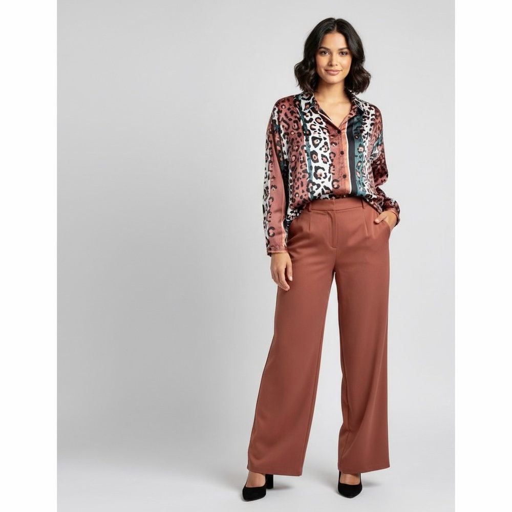 ASOS | Animal Print Stripe Lightweight Charmeuse Satin Oversized Boxy Blouse